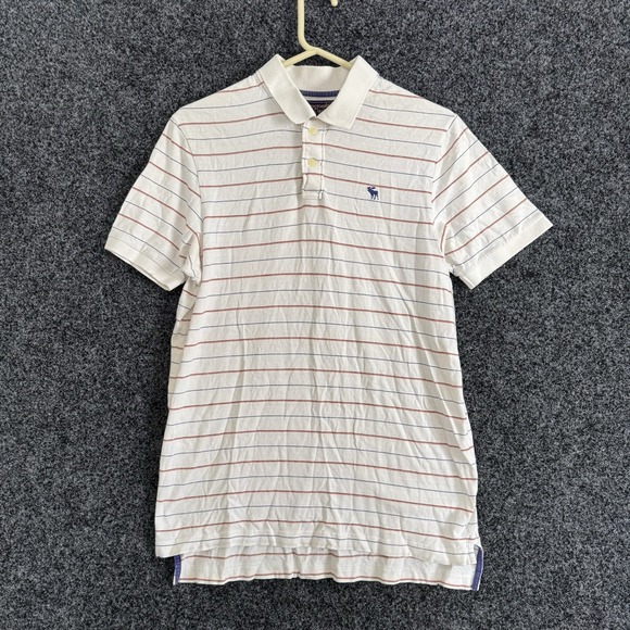 Abercrombie & Fitch Other - Vintage Abercrombie & Fitch White w Blue & Red stripes SS Polo Shirt Sz Large